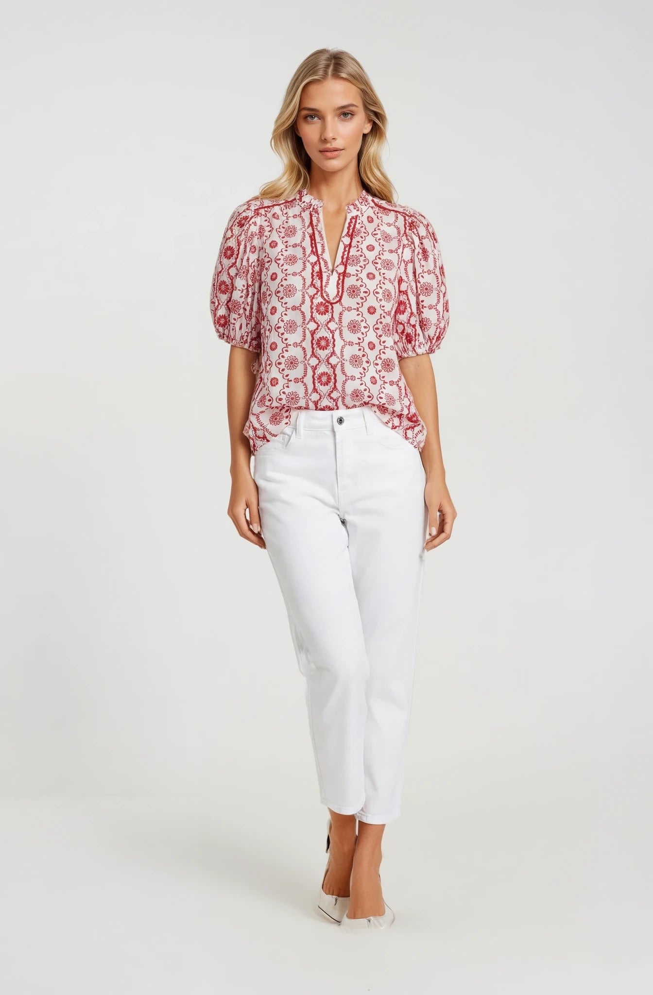 GEOMETRIC FLORAL PRINT TOP