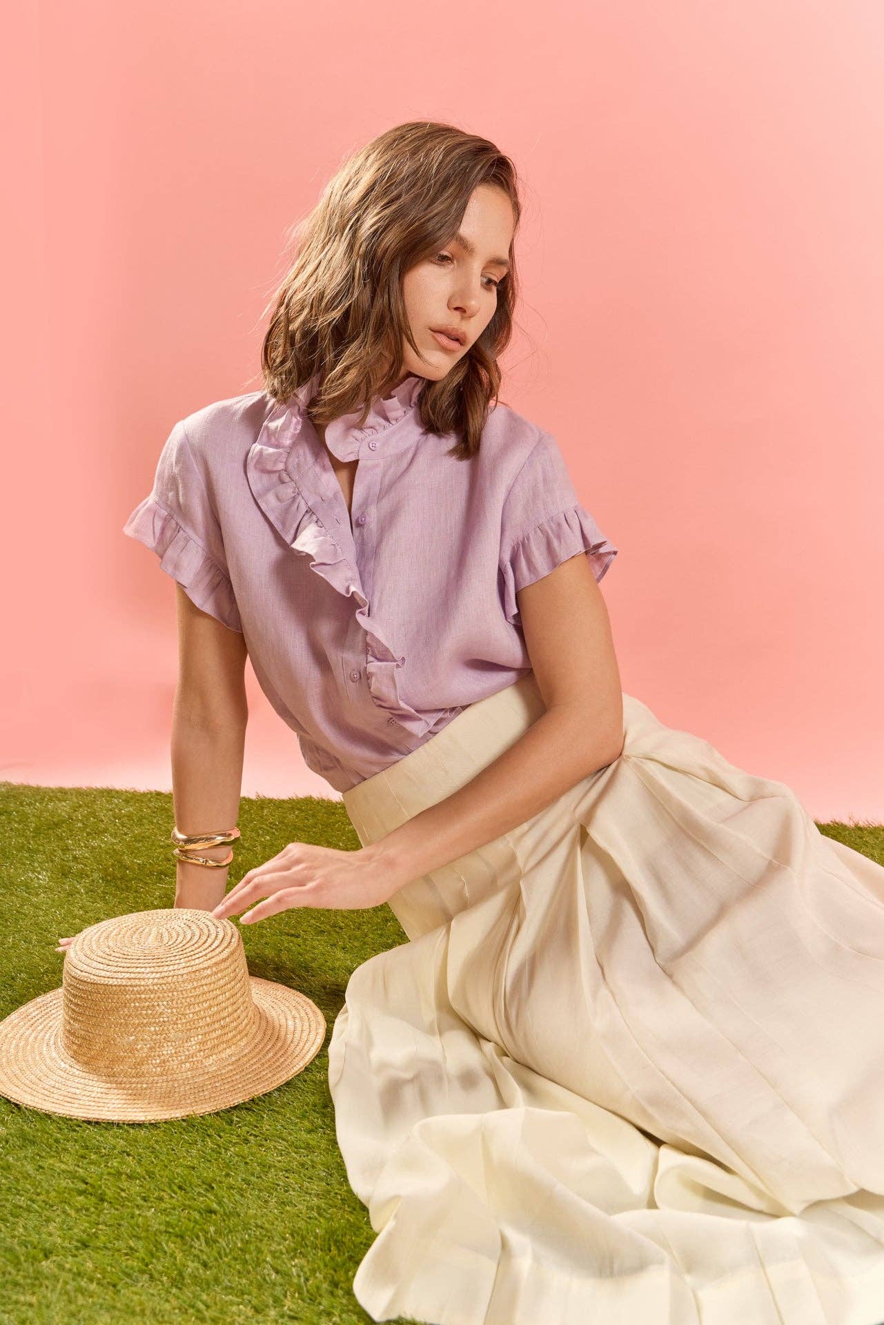 Linen Ruffle Shirt
