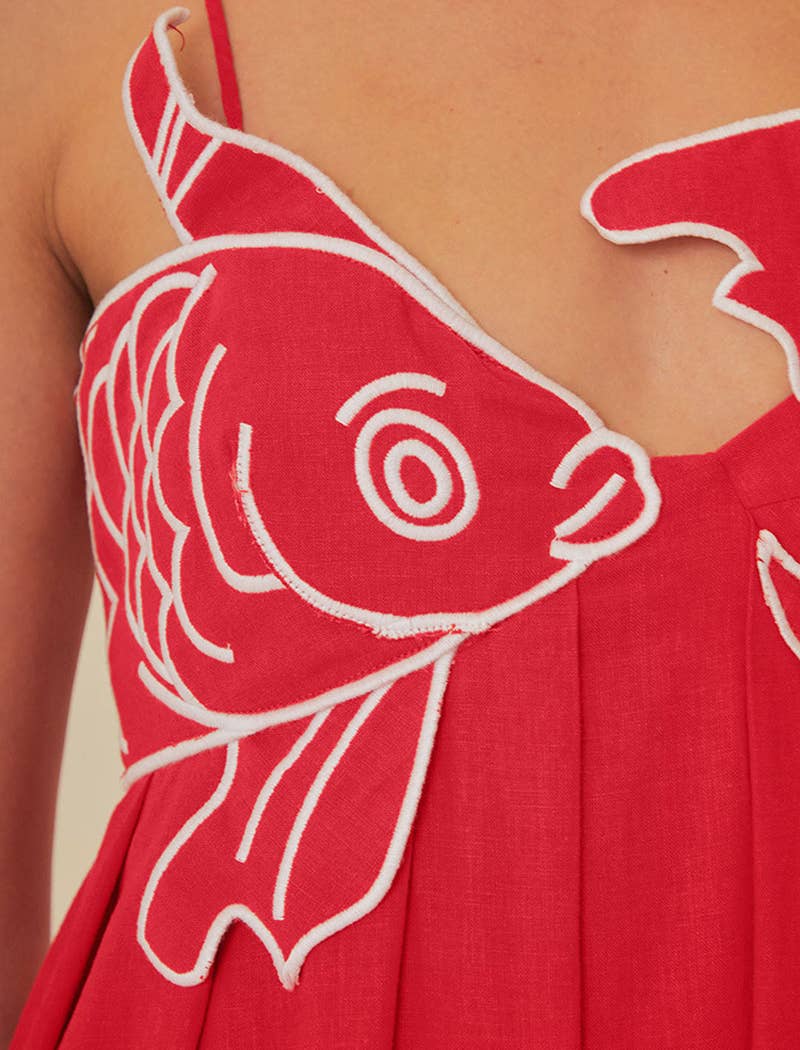 Fish Detail Sleeveless Maxi Dress