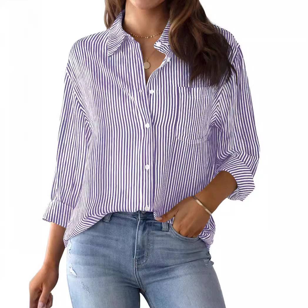 Classic Purple Striped Button Down