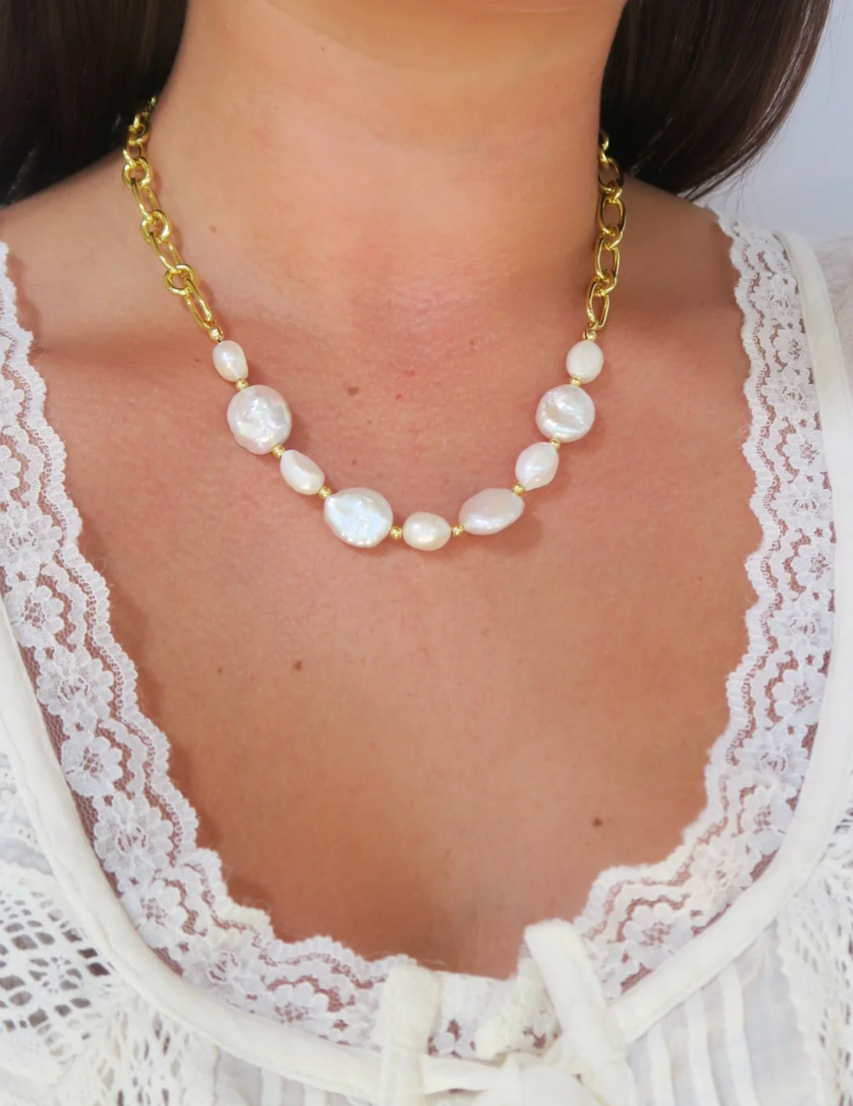 Sea Pearl Gold Chain Necklace