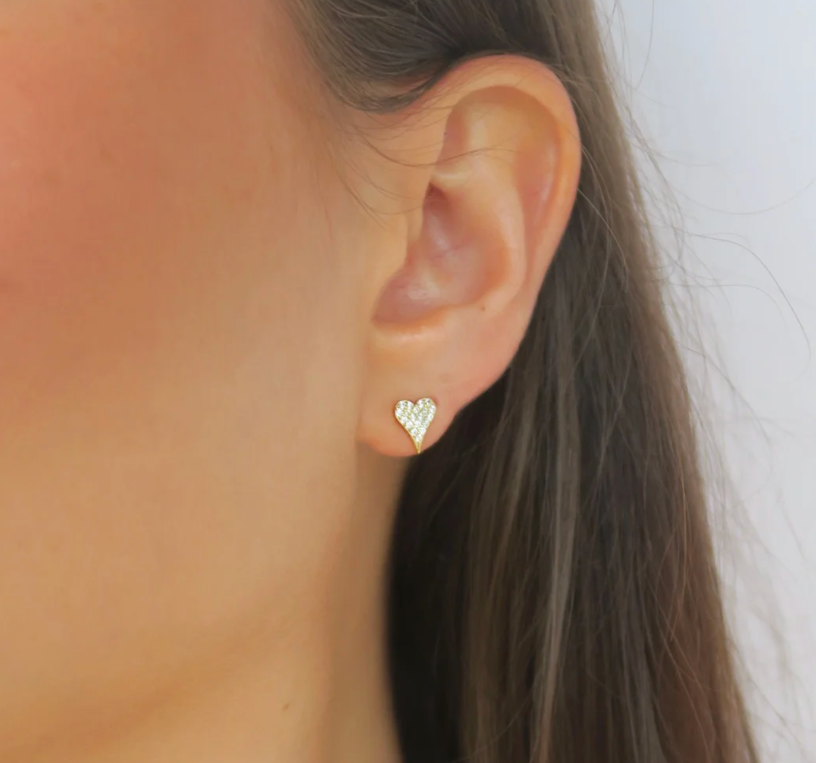 Micro Pave CZ Heart Studs