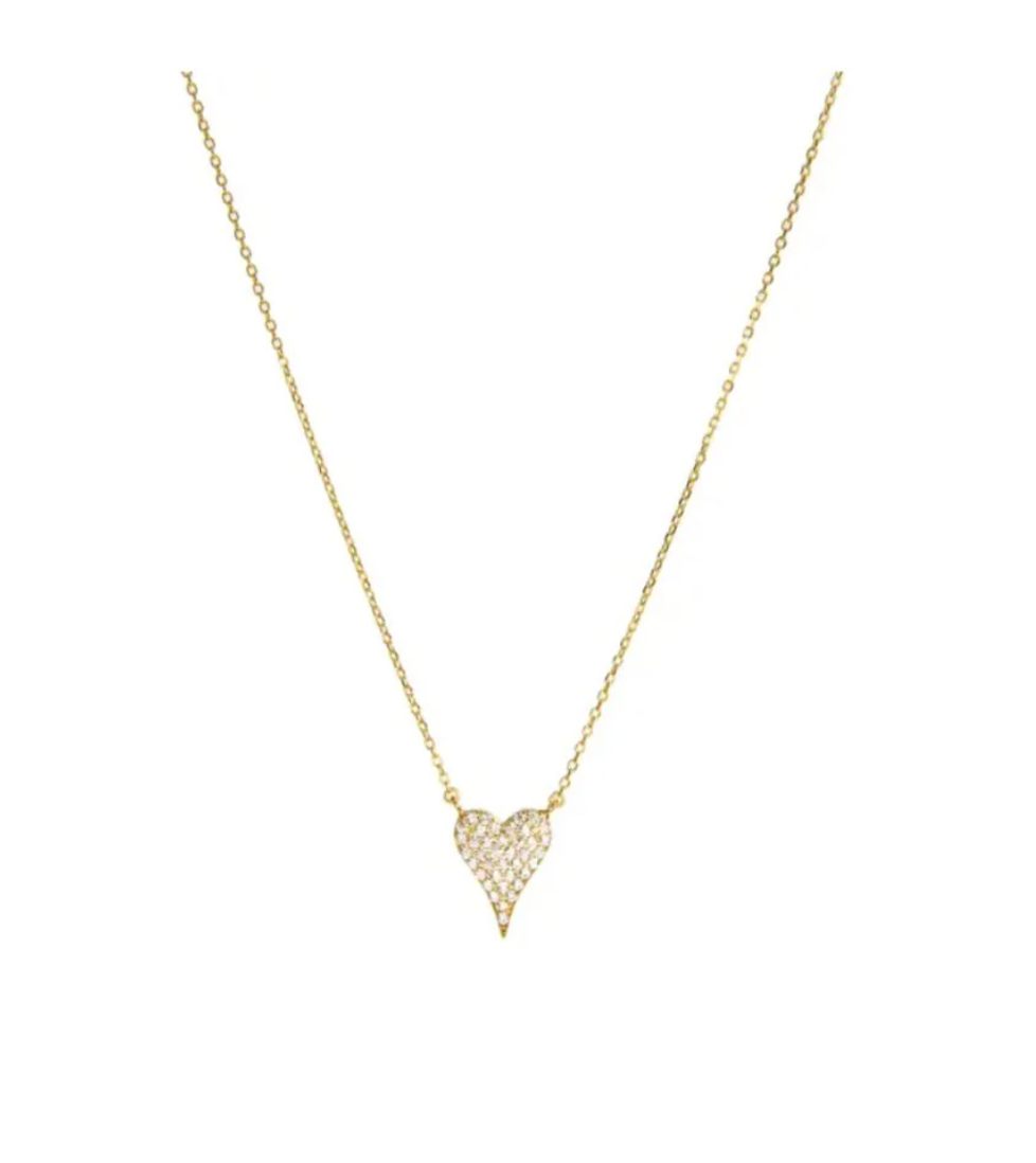 Micro Pave Heart Drop Necklace