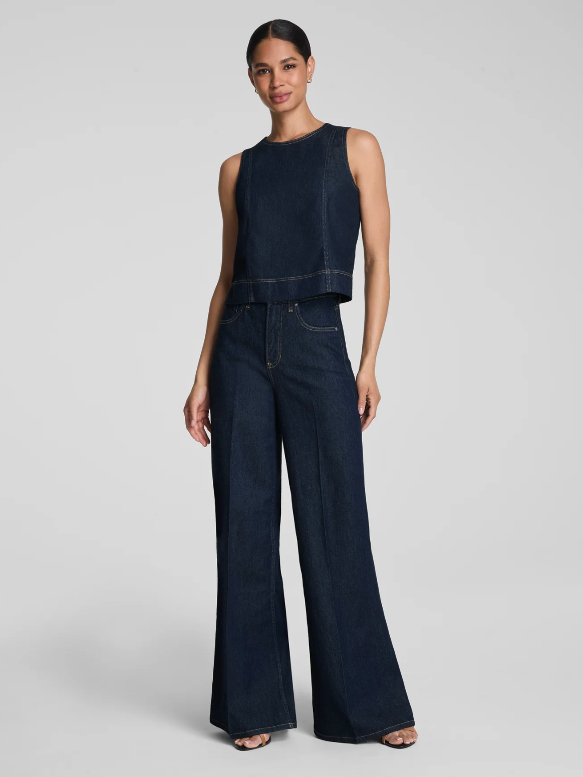 SpanxSuperSmooth Lightweight Super Wide Leg Jeans- Deep Sea
