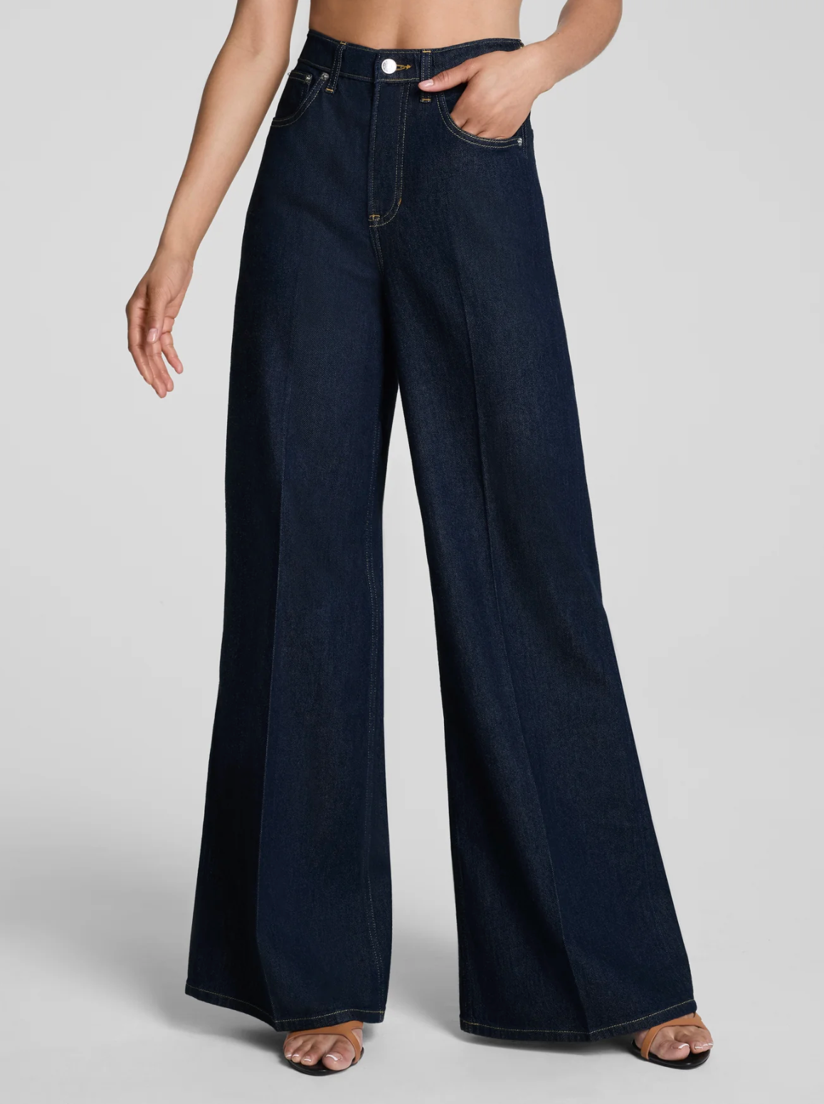 SpanxSuperSmooth Lightweight Super Wide Leg Jeans- Deep Sea