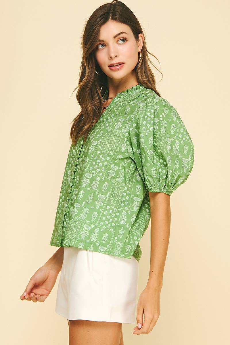 FLORAL BUTTON DOWN BLOUSE