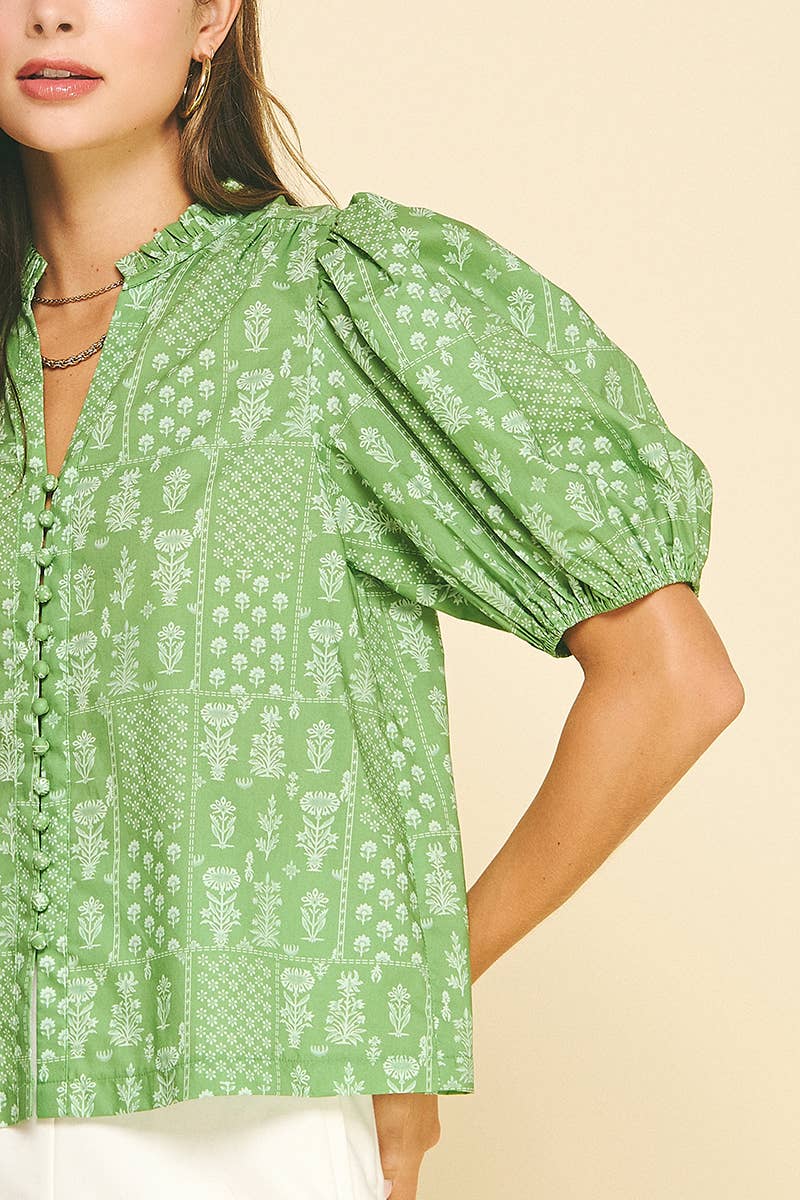 FLORAL BUTTON DOWN BLOUSE