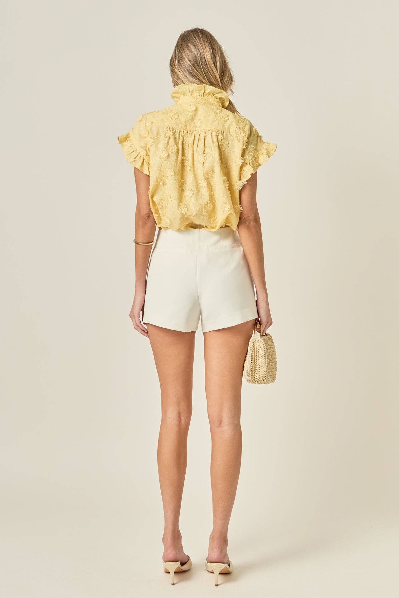 Embroidered Ruffle Short Sleeve Shirt