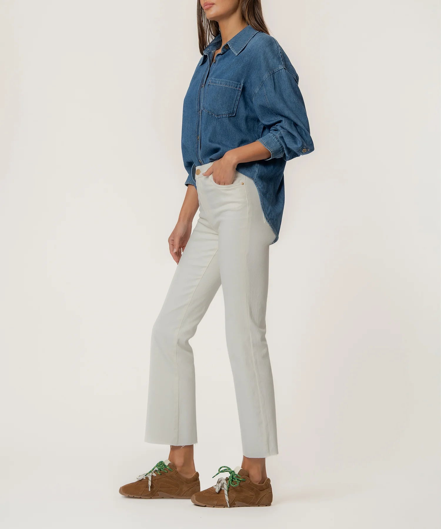 Kelsey High Rise Ankle Flare - Ecru
