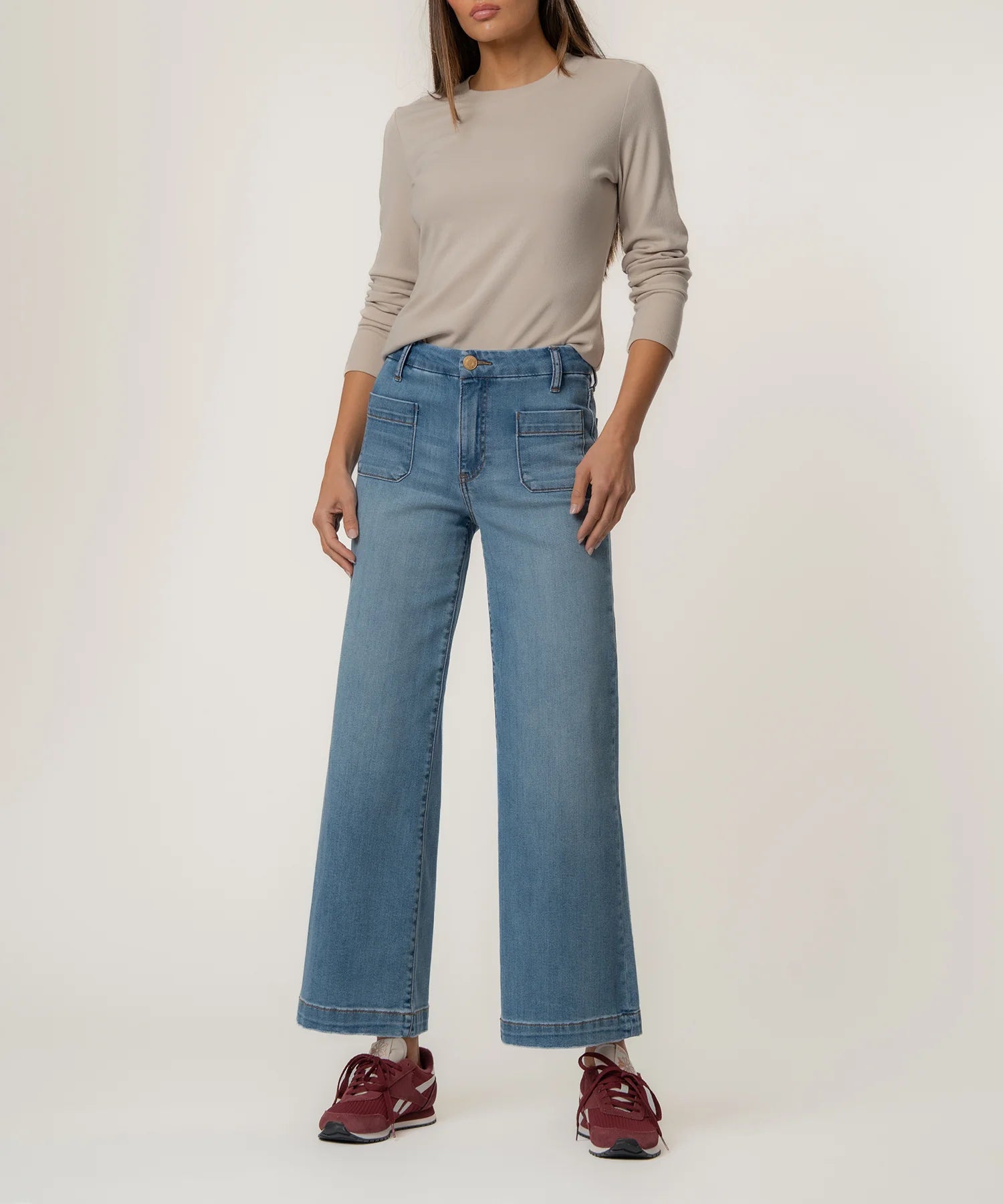 Meg High Ride Wide Leg with Patch Pockets