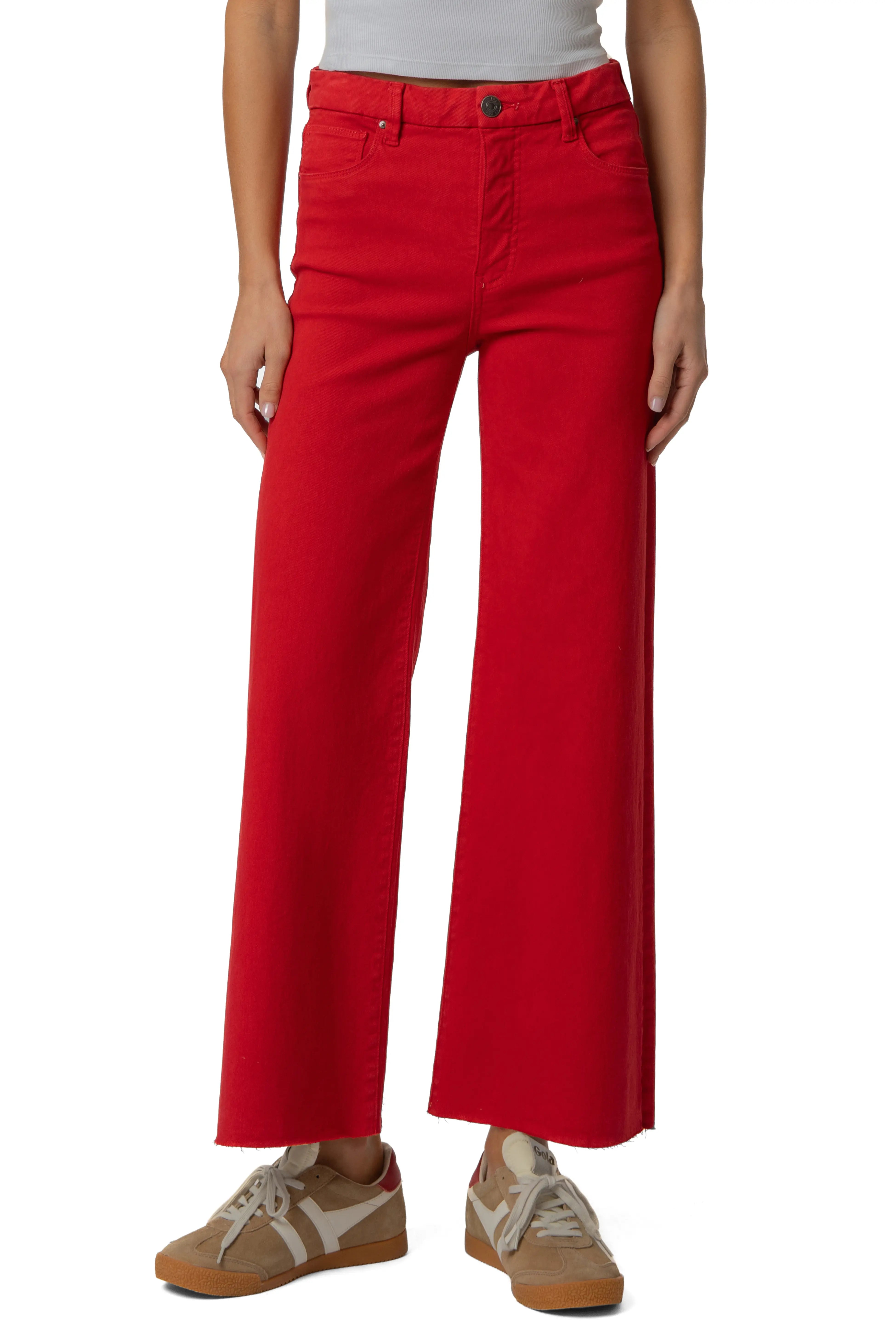 Kelsey High Rise Ankle Flare - Red