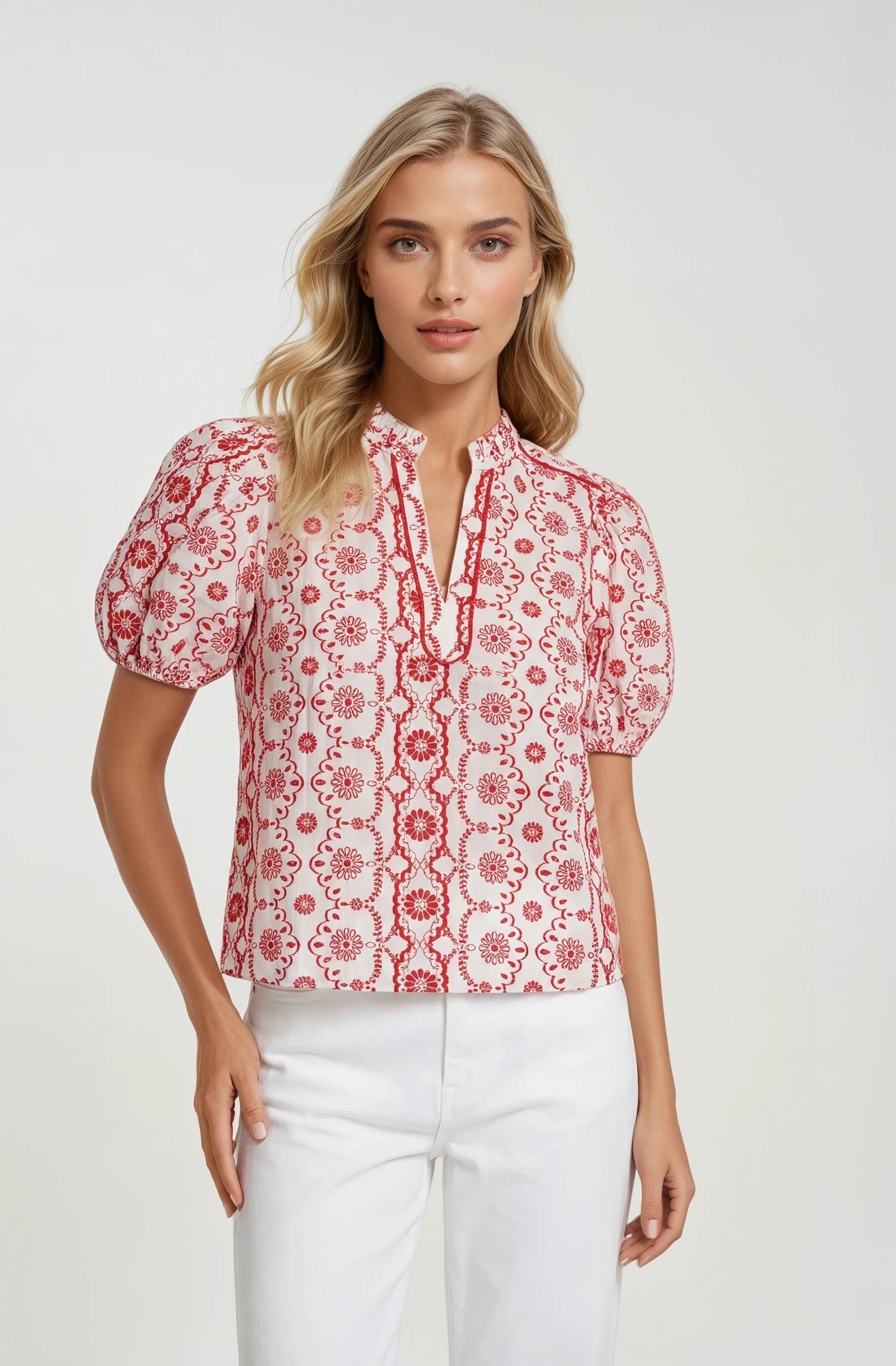 GEOMETRIC FLORAL PRINT TOP
