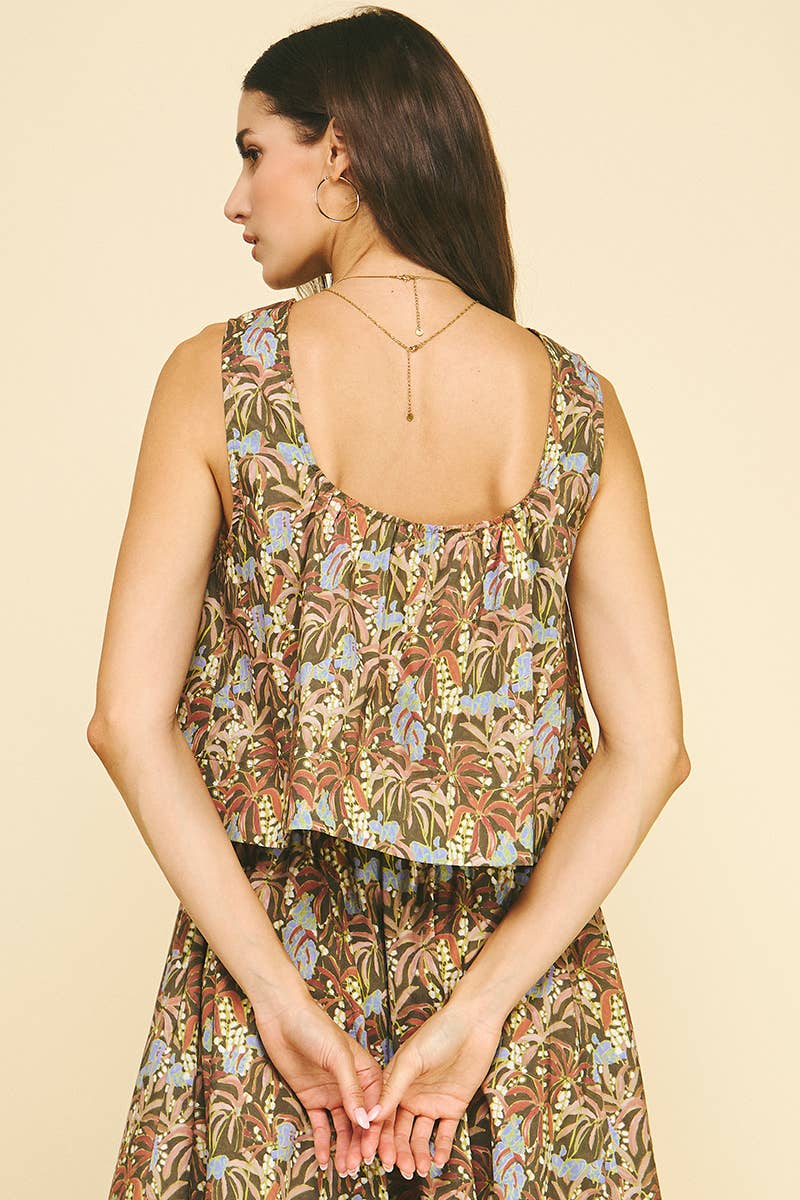 Olive Print Shell