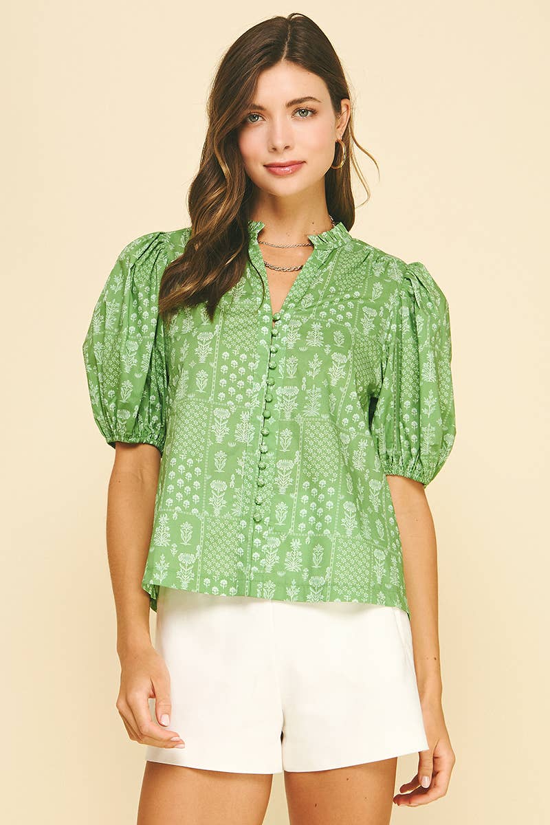 FLORAL BUTTON DOWN BLOUSE