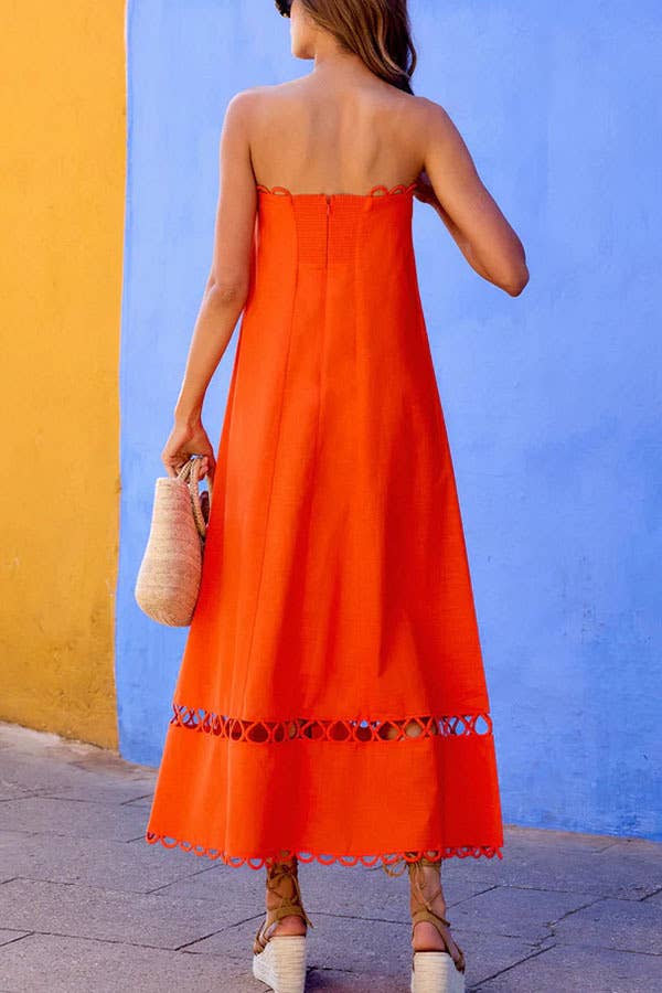 Strapless Orange Summer Dress