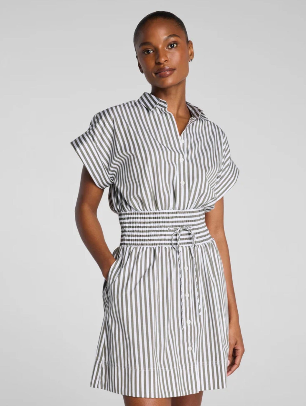Poplin Smocked Dress-Shade
