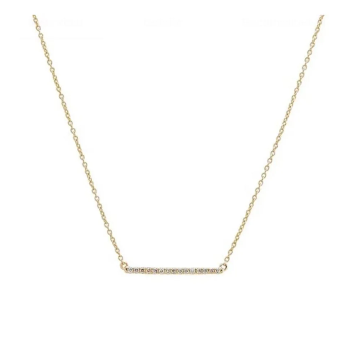 Micro Pave Bar Necklace - Clear