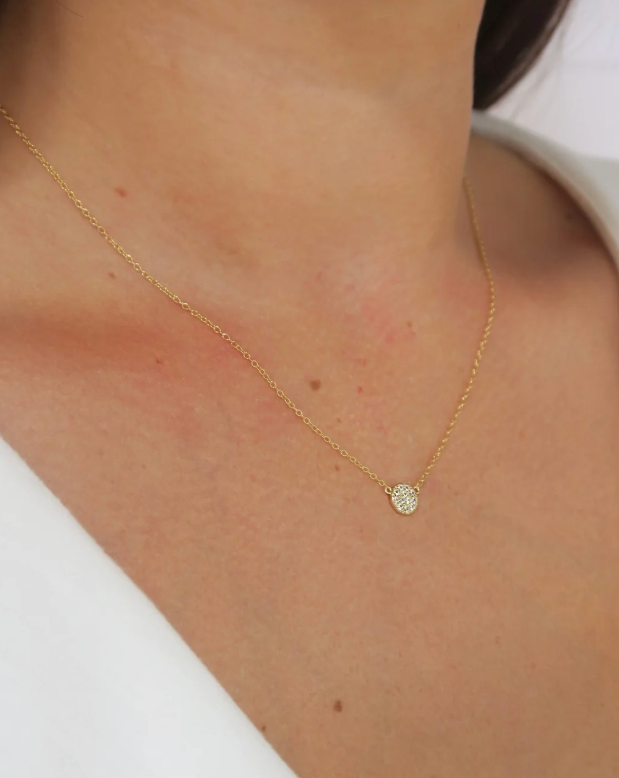 Micro Pave Circle Drop Necklace