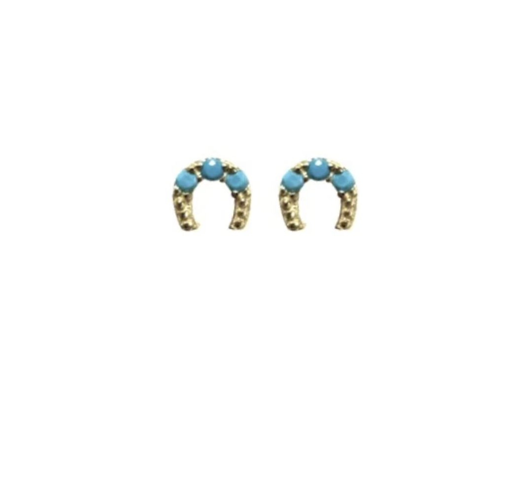 Mini Horseshoe Studs Turquoise