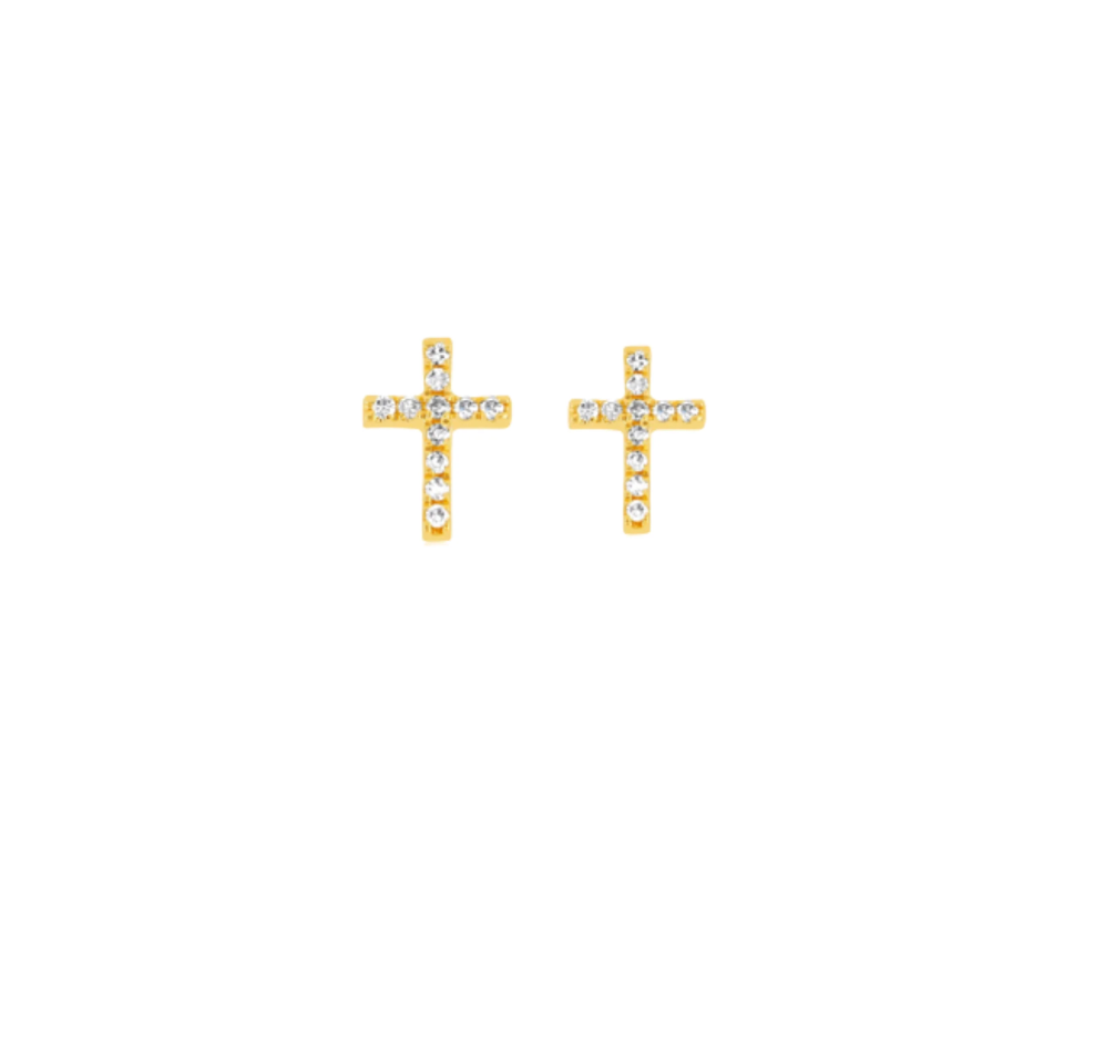 Micro Pave Cross Studs