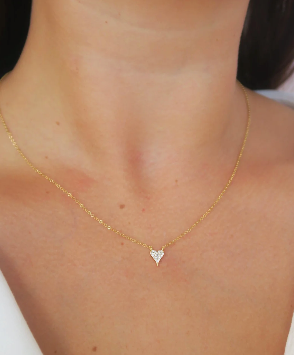 Micro Pave Heart Drop Necklace