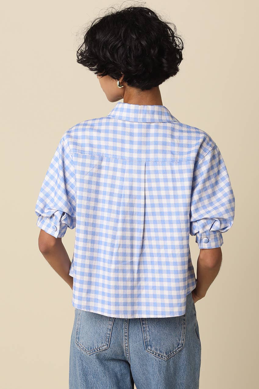 Libby Gingham Puff-Sleeve Shirt