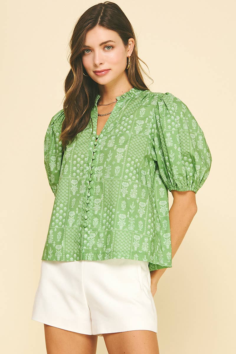 FLORAL BUTTON DOWN BLOUSE