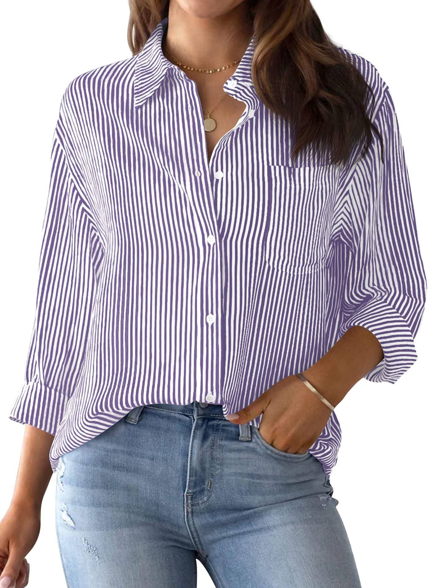 Classic Purple Striped Button Down