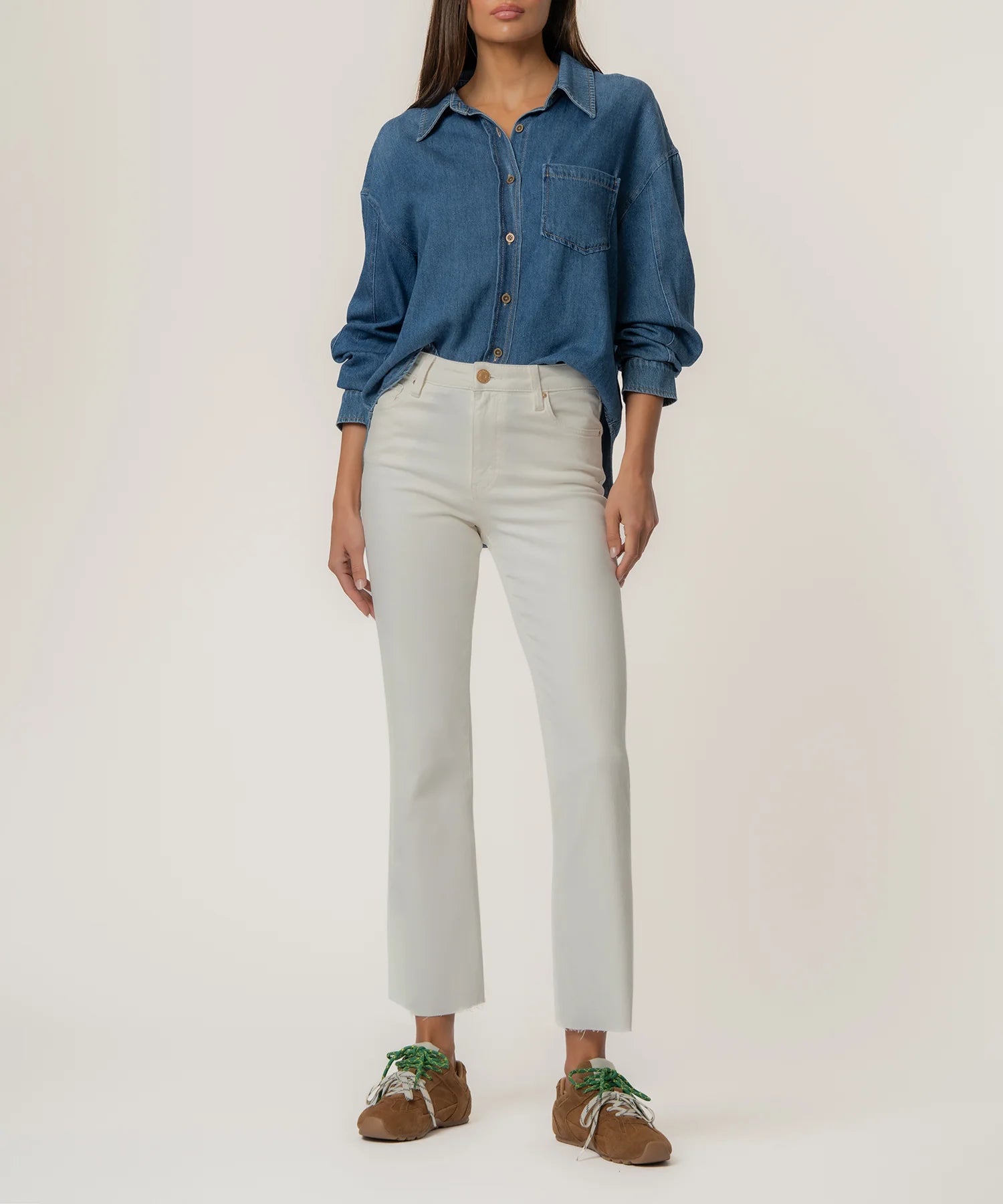 Kelsey High Rise Ankle Flare - Ecru
