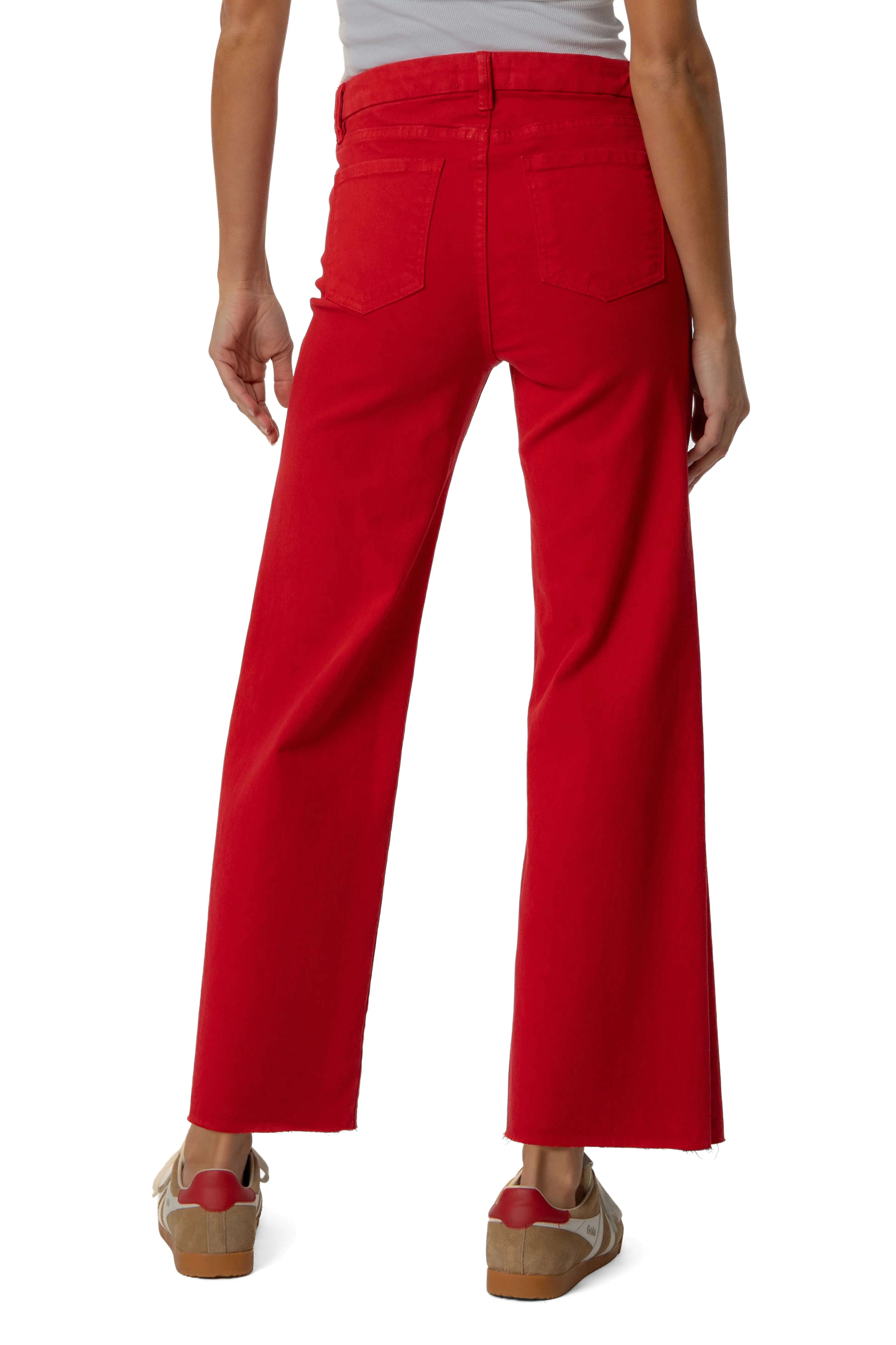 Kelsey High Rise Ankle Flare - Red