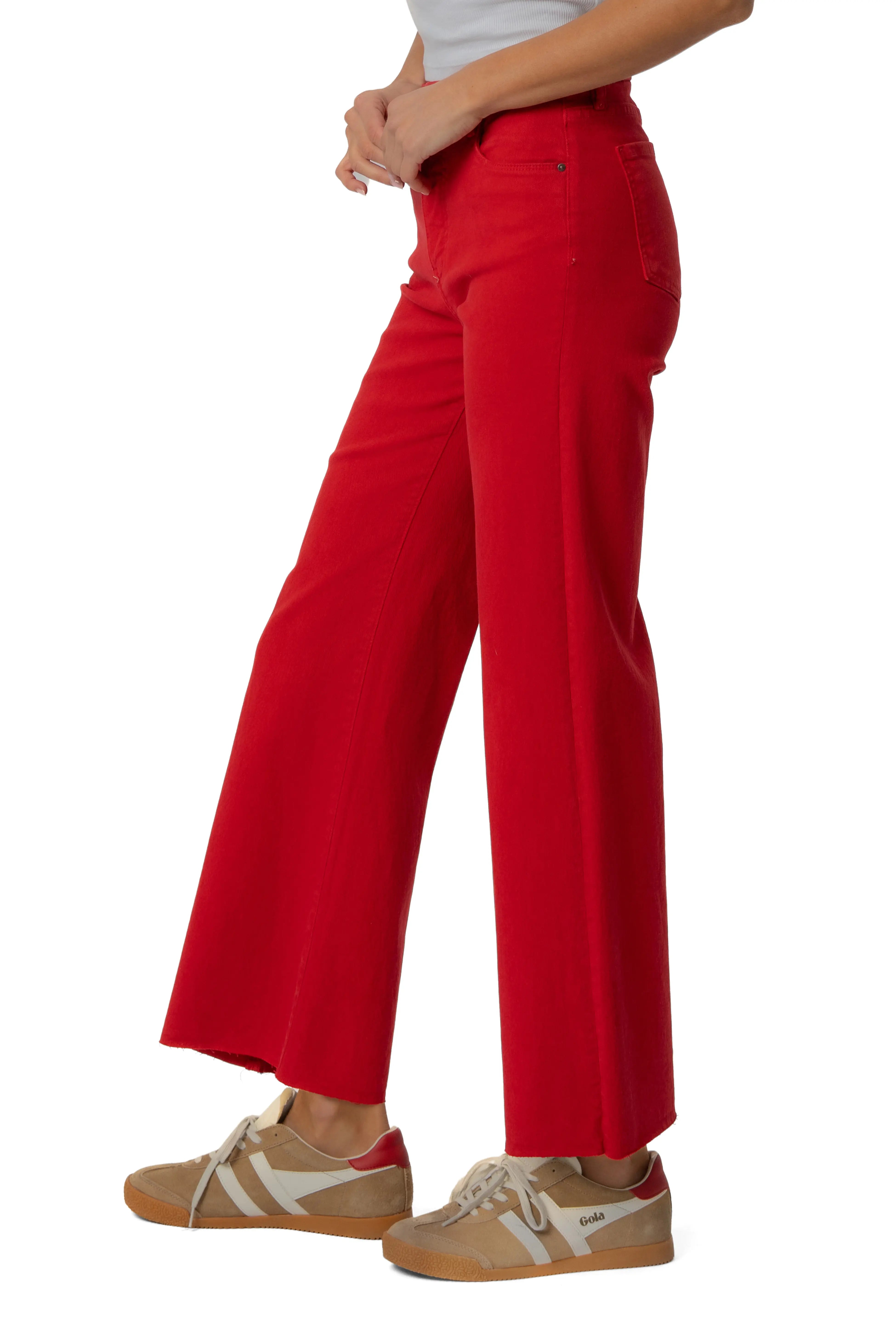 Kelsey High Rise Ankle Flare - Red